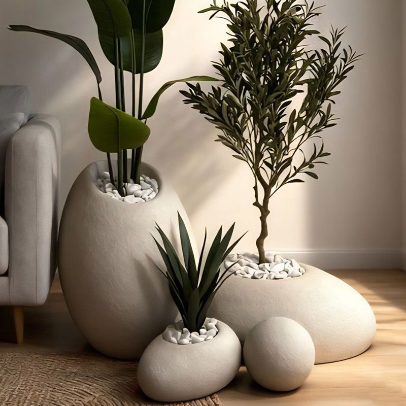 گلدان کنار سالنی طرح سنگی